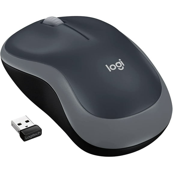 M185 Wireless Mouse, 2.4GHz with USB Mini Receiver, 12-Month Battery Life, 1000 DPI Optical Tracking, Ambidextrous PC/Mac/Laptop - Swift Grey