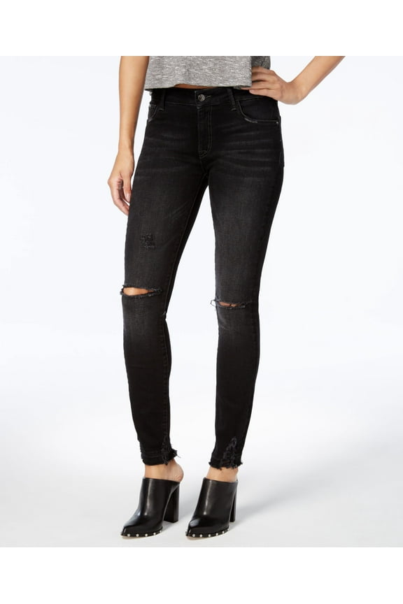 Kristen Ripped Skinny Jeans Womens 25 Black pants MSRP $77