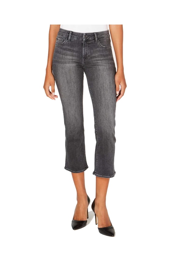 Lucy Mid-Rise Cropped Flared Jeans (Black)