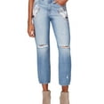 thumbnail image 1 of M1858 Womens Embroidered Straight Leg Jeans, Blue, 27, 1 of 2