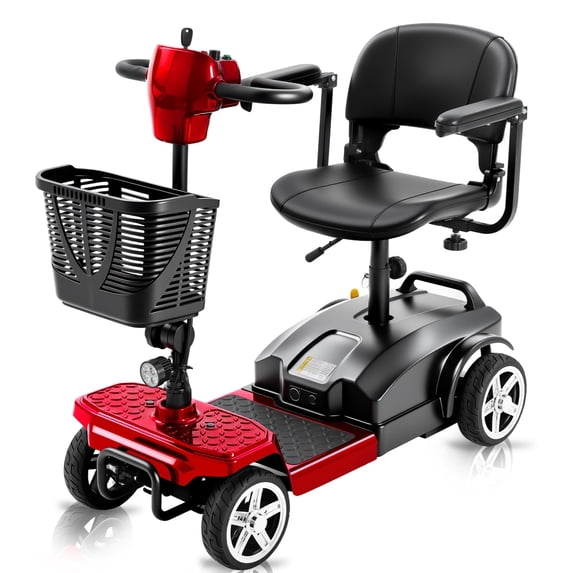 15 Miles 4-Wheel Mobility Scooter for Adults & Seniors, 350W Powered Electric Wheelchair Device, Foldable & Portable Design with Removable Basket,300LBS Capacity,Compact & Portable for Elderly