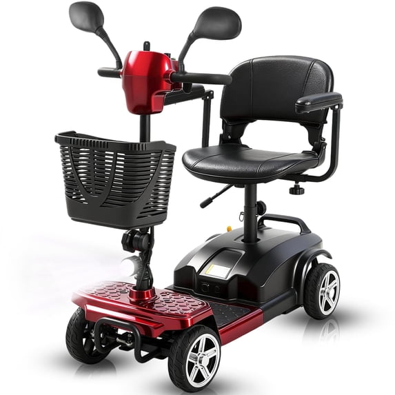 15 Miles 4-Wheel Mobility Scooter for Adults & Seniors, 350W Powered Electric Wheelchair Device, Foldable & Portable Design with Removable Basket,300LBS Capacity,Compact & Portable for Elderly