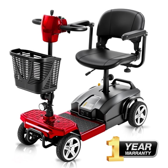 15 Miles 4-Wheel Mobility Scooter for Adults & Seniors, 350W Powered Electric Wheelchair Device, Foldable & Portable Design with Removable Basket,300LBS Capacity,Compact & Portable for Elderly