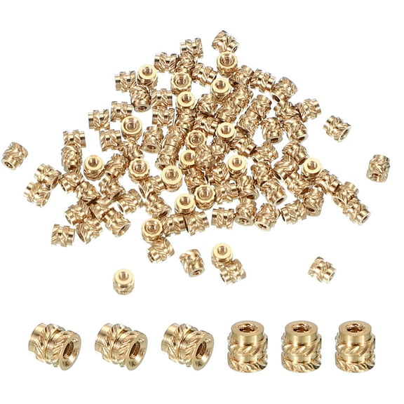 M1x2x2 mm Brass Threaded Insert, Metric knurled Nuts Heat Set Insert for Plastic & 3D Printing Components, 40 Pcs