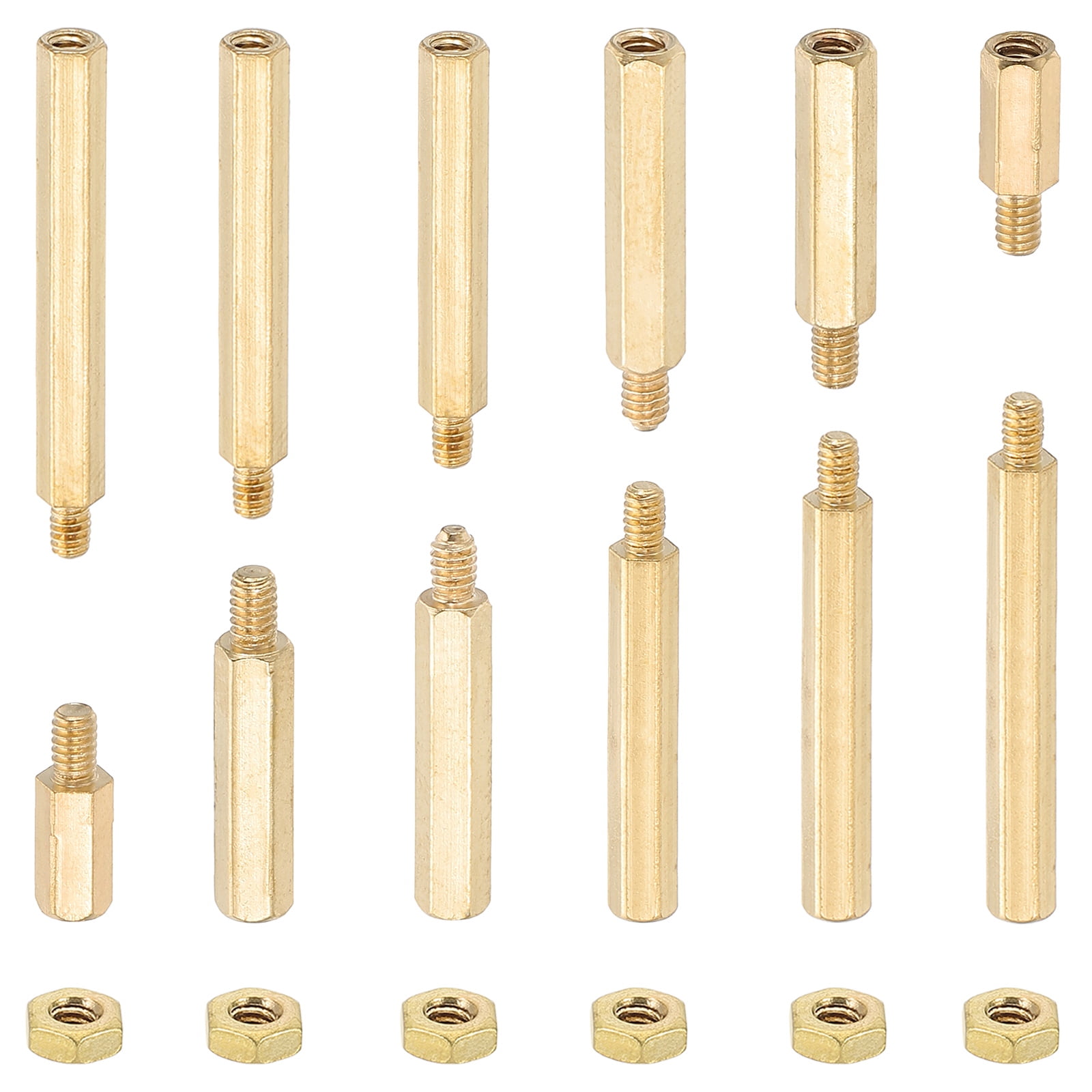 M2.5+6mm Standoff Screws, 240Pcs Male to Female Hex Brass PCB Standoff Spacer Screw Nut Assortment Kit for PCB Computer Circuit Board, Golden