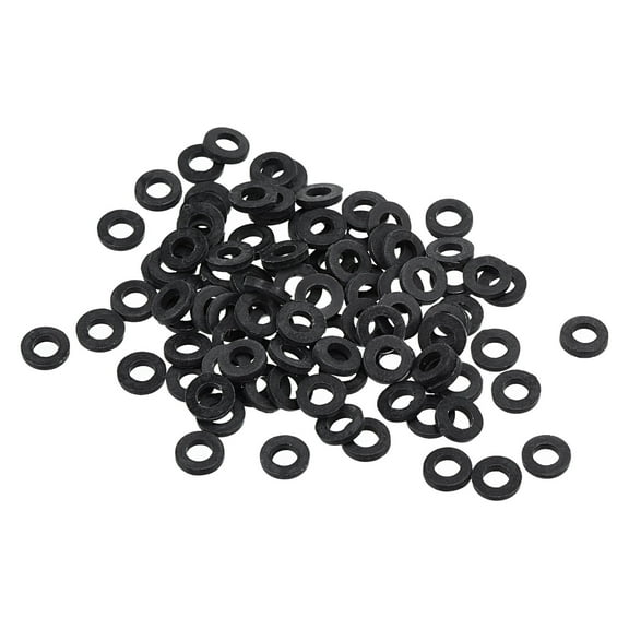 M2.5 Nylon Flat Washer, 100 Pack 2.5mm ID 5mm OD Sealing Spacer Gasket Ring for Faucet Pipe Fastener Bolt, Black