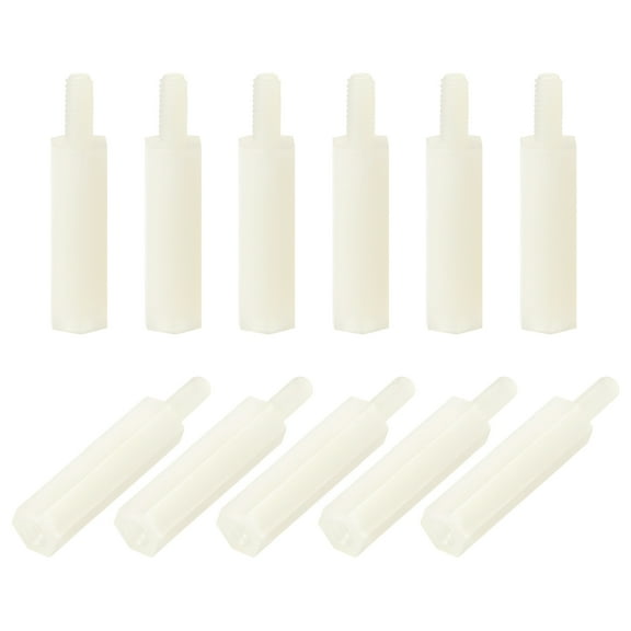 M2.5 x 20 mm + 6 mm Male to Female Nylon Hex Spacer Standoff 50 Pieces