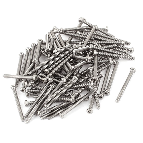 M2.5 x 28mm 304 Stainless Steel Crosshead Round Head Screws Bolt 60pcs