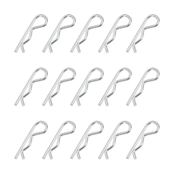 M2.5 x 45 mm Cotter Pin Assortment Kit, 15 Pcs Heavy Duty R Clips Hardware Hitch Pin for Trailer Locking, Silver Tone