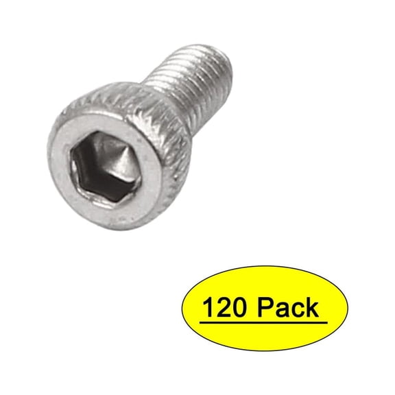 M2.5 x 6mm Thread 304 Stainless Steel Hex Socket Head Cap Screw DIN912 120pcs