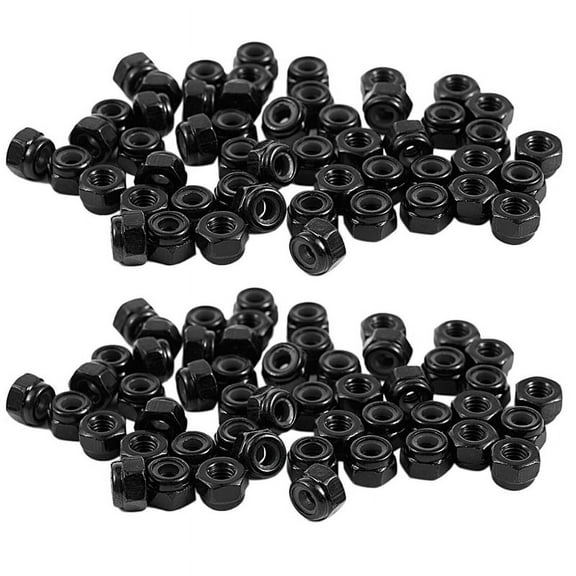 M2.5X0.45mm Zinc Plated Nylon Insert Hex Lock Nuts Black 100Pcs