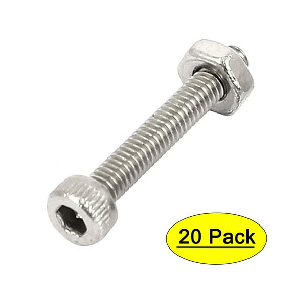M2.5x16mm Stainless Steel Hex Socket Head Knurled Cap Screws Bolts Nut Set 20Pcs
