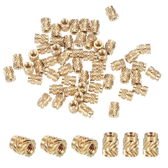 M2.5x6x4.5 mm Brass Threaded Insert, Metric knurled Nuts Heat Set Insert for Plastic & 3D Printing Components, 100 Pcs