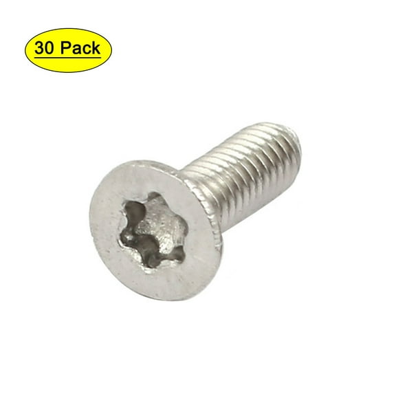 M2.5x8mm T8 304 Stainless Steel Flat Torx Head Screw 30pcs