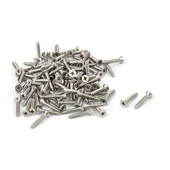 M2.9 x 15mm Cross Head Countersunk Self Tapping Screw Fasteners 100 Pcs