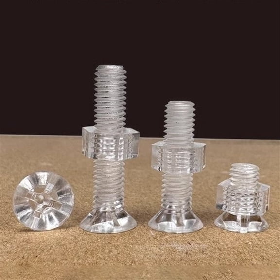M2 Insulated PC Cross Flat Head Screws-Nut Combination, 100set Transparent Acrylic Countersunk Screws Machine Bolt