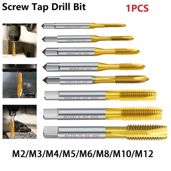 M2-M12 Hss Cobalt Containing Tip Screw Tap Mechine Tap Drill Tools Stainless Steel Special Titanium-Plated Thread Tapping M6 Fangkenuo