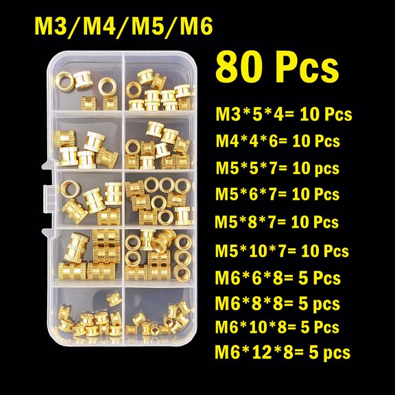 M2 M2.5 M3 M4 M5 M6 Brass Heat Insert Nut Hot Melt Nutinsert Thread Knurled Double Twill Embedment Nuts 3D Printer Accessories