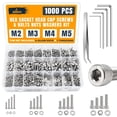 thumbnail image 1 of Screws Bolts Nuts Washers 304 Stainless Steel 2000PCS M2-M5 4-20 mm Hex Socket Head Cap, 1 of 1