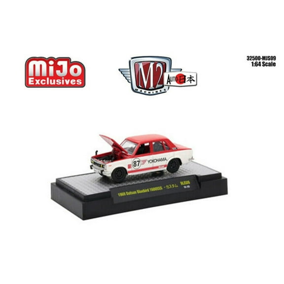 M2 Machines 1:64 AUTO JAPAN MIJO EXCLUSIVE DATSUN 1969 BLUEBIRD 1600SSS YOKOHAMA #87 32500-MJS09
