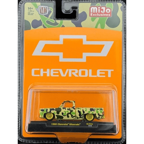 M2 Machines 1980 Chevrolet Silverado Diecast Model Toy Car, Camo, 1:64 Scale, Chase Edition 1 of 680, MiJo Exclusives