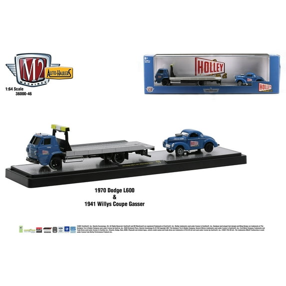 M2 Machines Auto Hauler 46 1970 Dodge L600 & 1941 Willys Coupe Gasser
