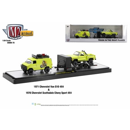 M2 Machines Auto Hauler 70 1971 Chevrolet Van G10 4X4 And 1976 Chevy Scotts