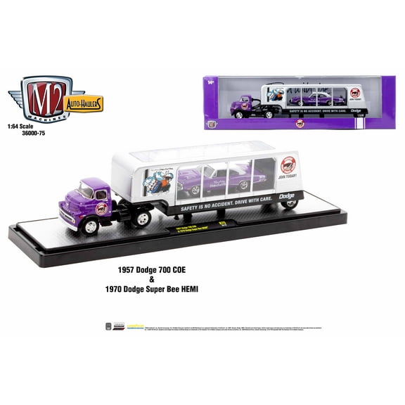 M2 Machines Auto Hauler 75 1957 Dodge 700 Coe 1970 Dodge Super Bee Hemi