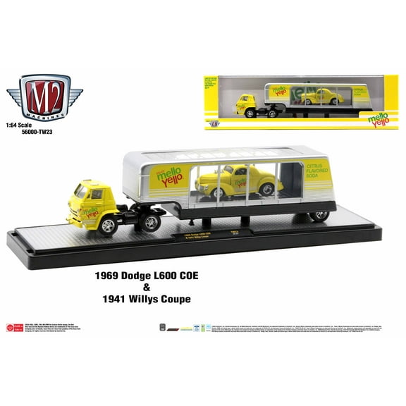 M2 Machines Auto Hauler Tw23 1969 Dodge L600 Coe & 1941 Willys Coupe