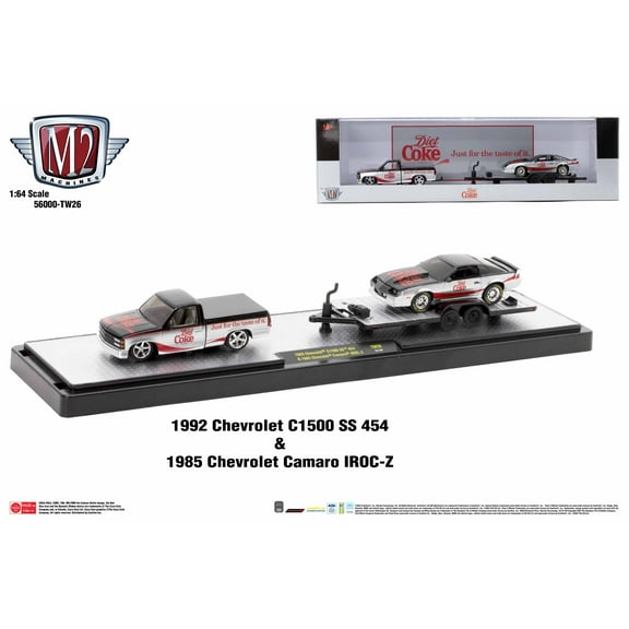 M2 Machines Auto Hauler Tw26 1992 Chevrolet C1500 Ss454 & 1985 Chevy Camaro
