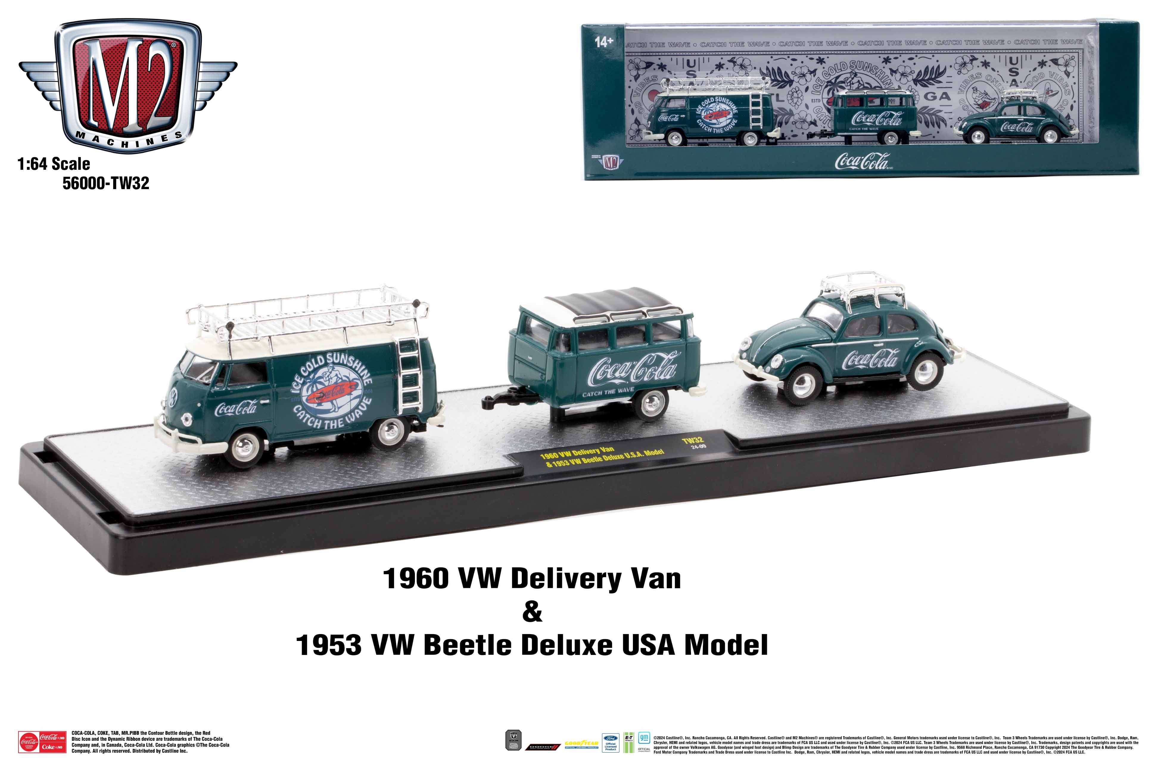 M2 Machines Auto Hauler Tw32 1960 Vw Delivery Van 1953 Vw Beetle