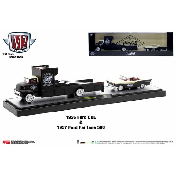 M2 Machines Auto Hauler Tw33 1956 Ford Coe 1957 Ford Fairlane 500