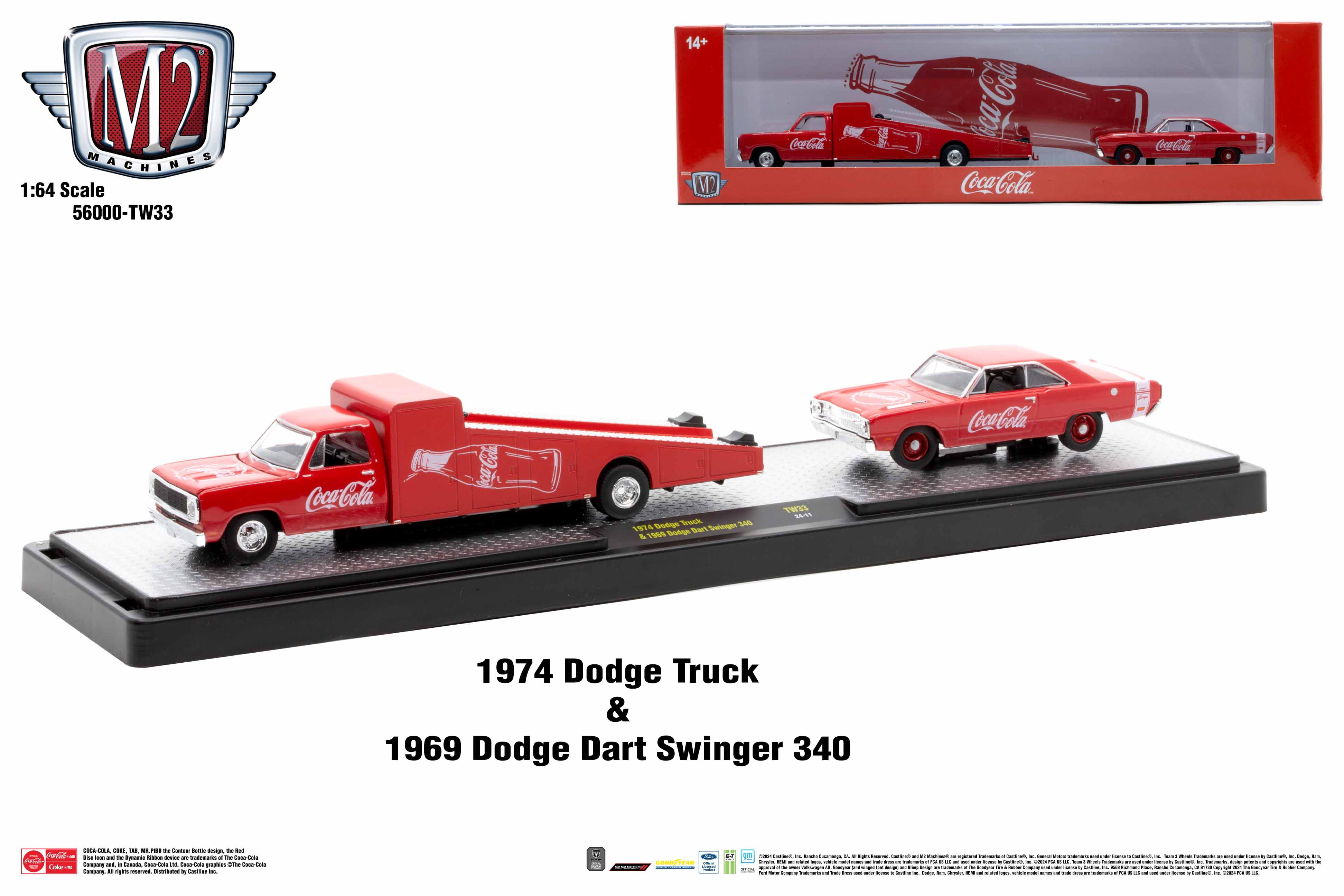 M2 Machines Auto Hauler Tw33 1974 Dodge Truck 1969 Dodge Dart