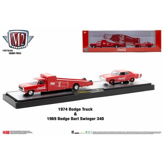 M2 Machines Auto Hauler Tw33 1974 Dodge Truck 1969 Dodge Dart Swinger 340