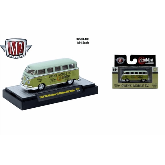 M2 Machines Autothentics Rel 105 1:64 1958 Vw Microbus 15 Window Usa Model