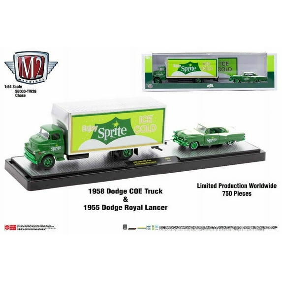 M2 Machines Coca-Cola Auto-Haulers Release TW26 - 1958 Dodge COE Truck & 1955 Dodge Royal Lancer (Chase)