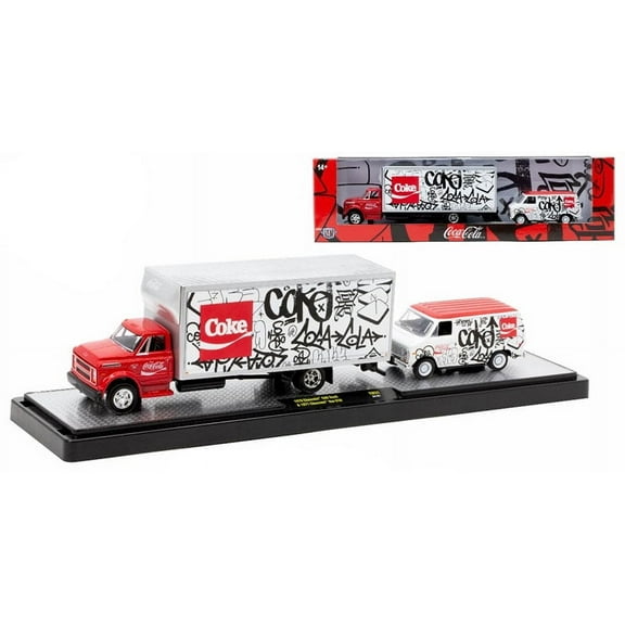 M2 Machines Coca-Cola Auto Haulers Series 56000-TW31 - 1970 Chevrolet C60 Truck and 1971 Chevrolet Van G10