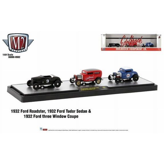 M2 Machines Hobby Exclusive 3 Car Set - Edelbrock Roadster, Coupe and Tudor Sedan
