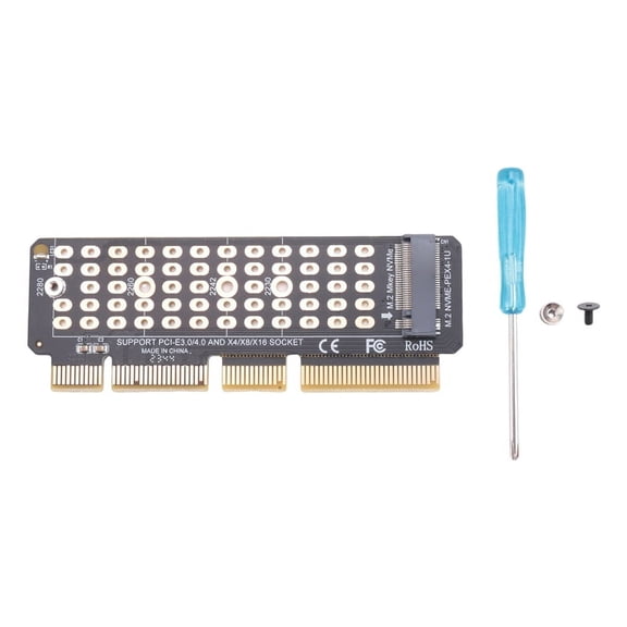 M2 NVMe Adapter Card M2 SSD NVME to PCIE 4.0 X4 Riser Card Hard Drive Adapter Supports MKEY Adapter for 1U Server
