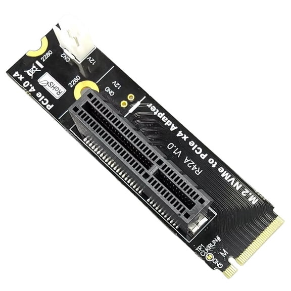 M2 NVMe Key-M to PCI-E 4.0 X4 Riser Card Adapter Board Converter Card with Power Cord for M.2 M Key 2260 2280 SSD