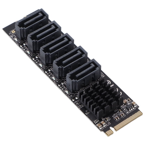 M2 PCIE 3 to SATA 3 5 Port Hard Disk Expansion Adapter Card High Speed Desktop HDD SSD Riser Board (14.00x8.00x3.00 inches / 35.5x20.3x7.6 cm)