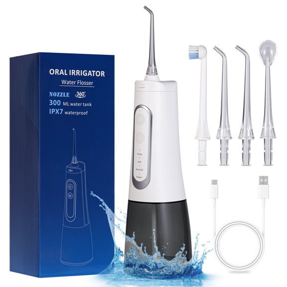 M2 Pro Portable Water Flosser Oral irrigator, Water Flosser Portable, Water Flossers for Teeth&Braces,4 Cleaning Modes, Quiet Design for Teeth Braces & Sensitive Gums (300ml)