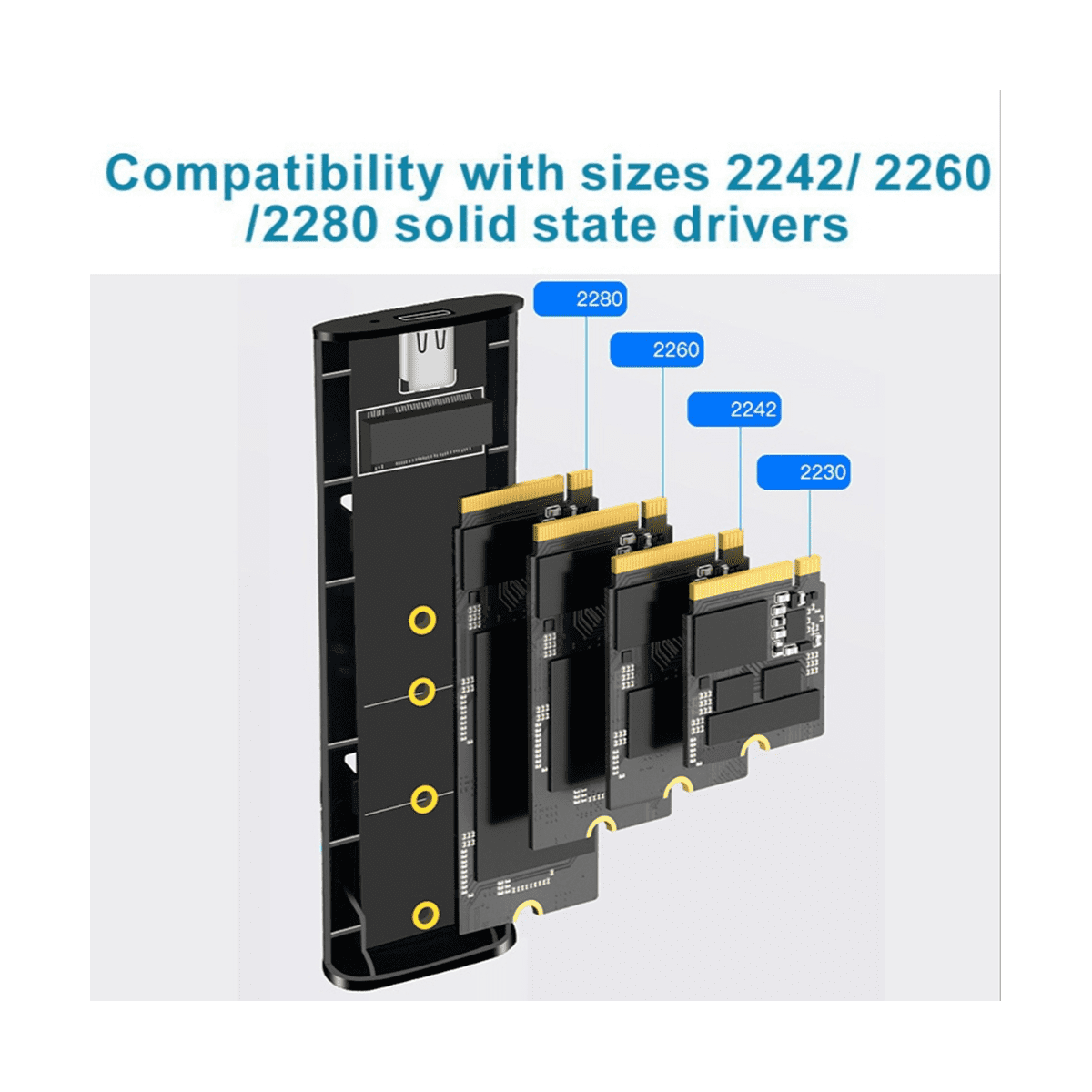 M2 SSD Case Dual Protocol NVMe SATA Solid State Drive Enclosure 2In1 USB C 3.1 Gen2 10Gbps to