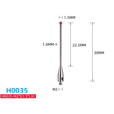 1mm CMM Touch Probe Stylus Tip, M2 Thread, 27mm Length For Tormach & Renishaw Machines