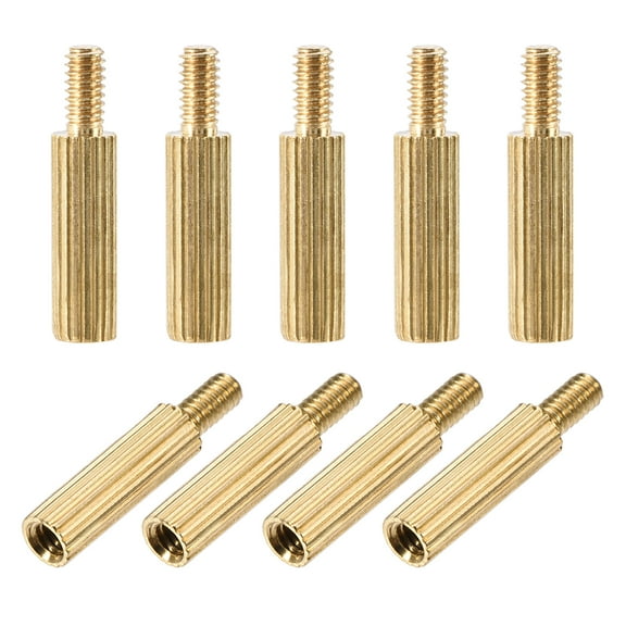 M2 x 10 mm + 4 mm Male to Female Cylinder Knurled Brass Spacer Standoff 30pcs