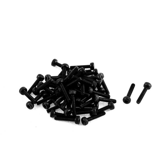 M2 x 10mm Alloy Steel Hex Bolt Socket Head Cap Machine Screw Black 50pcs