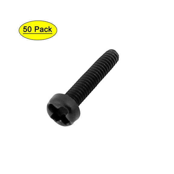 M2 x 10mm Plastic Cross Pan Head Machine Screws Black 50 PCS