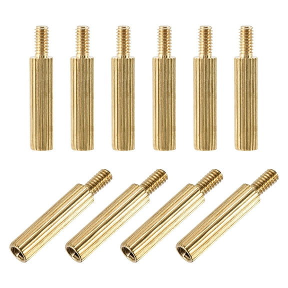 M2 x 12 mm + 4 mm Male to Female Cylinder Knurled Brass Spacer Standoff 30pcs