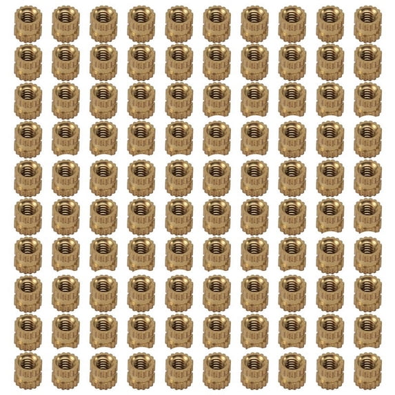 HOT M2 x 3mm Brass Cylinder Knurled Threaded Round Insert Embedded Nuts 100pcs
