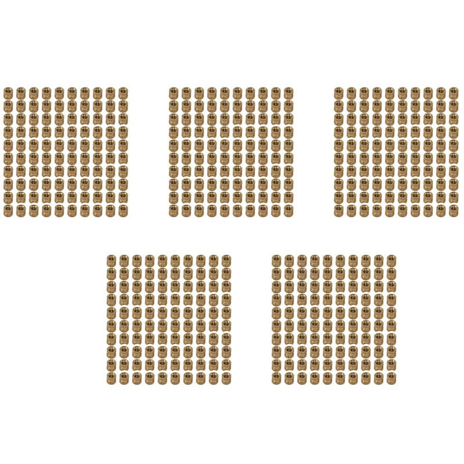 M2 x 3mm Brass Cylinder Knurled Threaded Round Insert Embedded Nuts 500Pcs